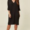 Dresses * | Deals Divine Grace Black Relaxed Fit Split Sleeve Midi Dress