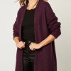 Knitwear * | Best Deal Jenerique Longline Oversize Cardigan In Dark Purple