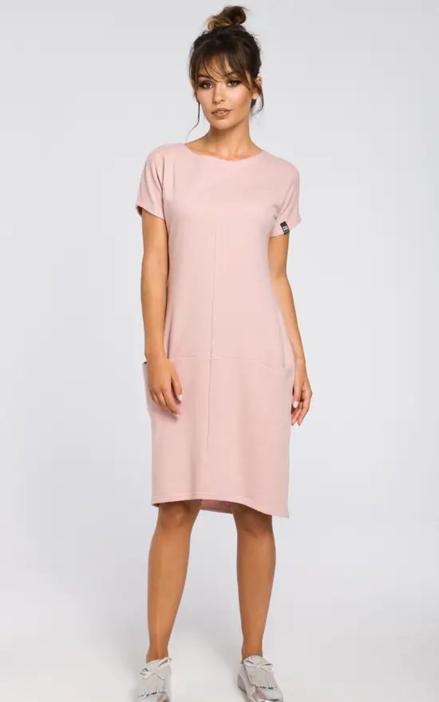 Dresses * | Promo Moe Powder Ribbed Knit Dress With Front Pockets