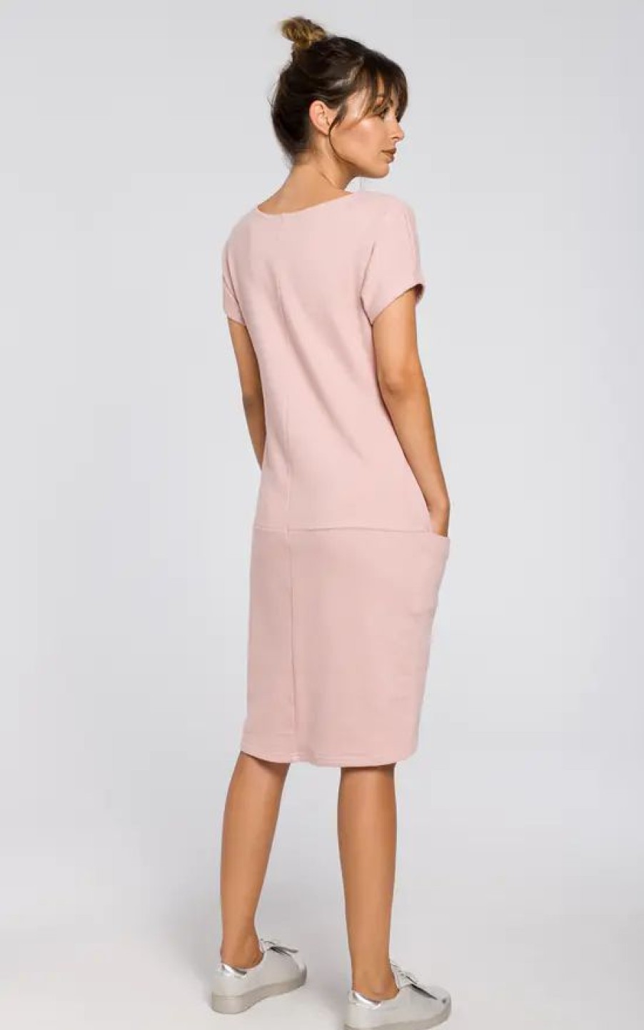 Dresses * | Promo Moe Powder Ribbed Knit Dress With Front Pockets