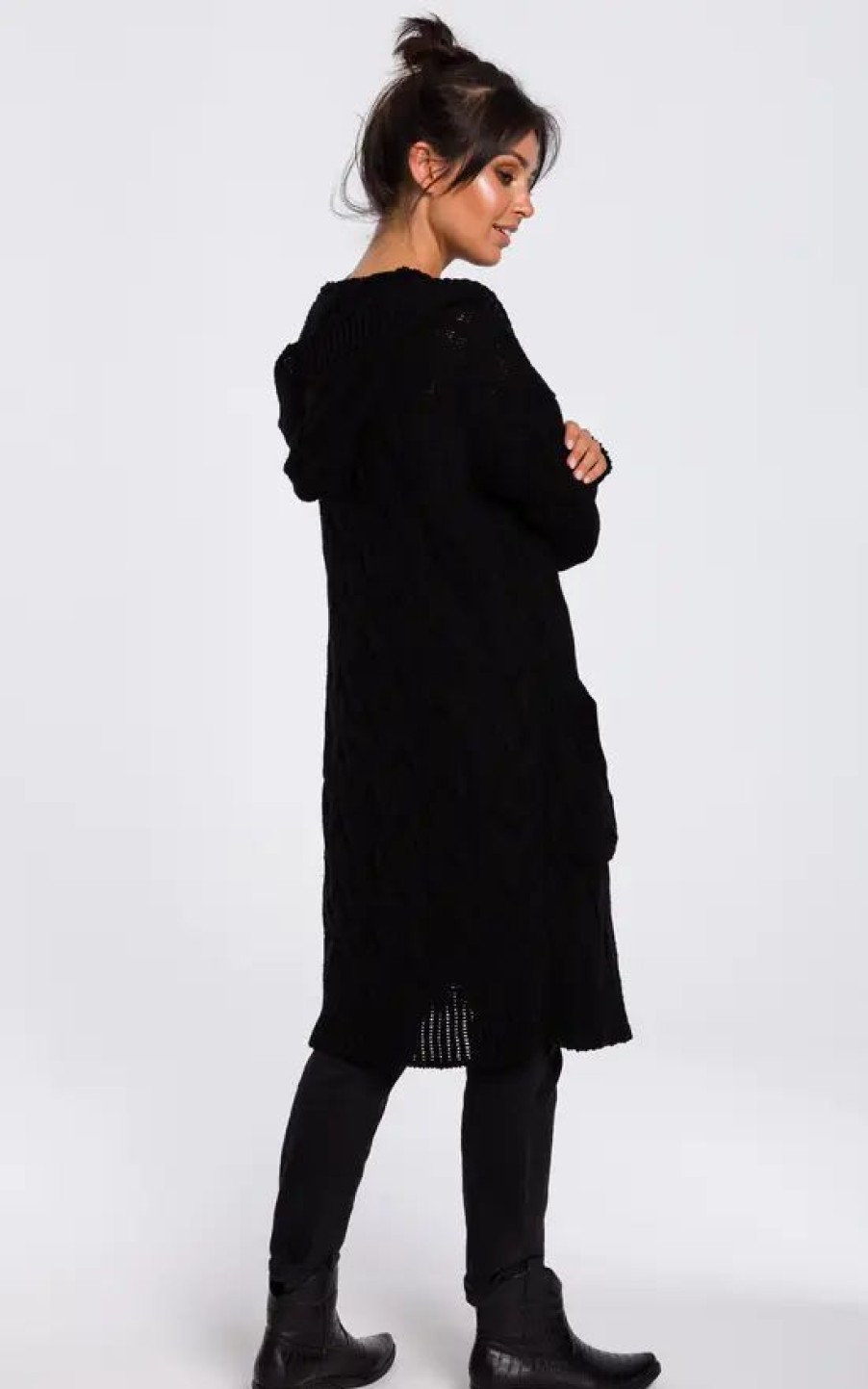 Knitwear * | Best Reviews Of Moe Long Cable Knit Cardigan In Black