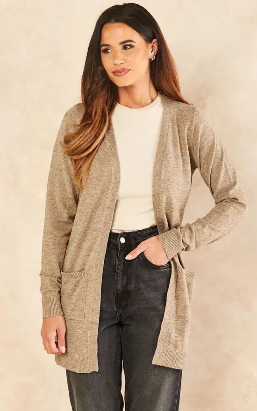 Knitwear * | Brand New Object Cardigan With Pockets In Beige