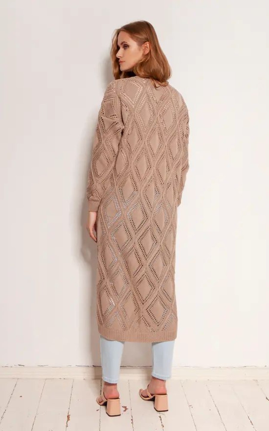 Knitwear * | Flash Sale Lanti Long Cardigan With Open Front In Brown