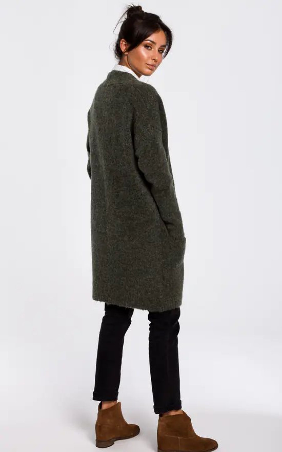 Knitwear * | Best Deal Moe Soft Knit Long Cardigan With Pockets In Green