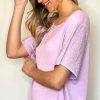 Tops * | Best Reviews Of Malissa J Collection Oversized T Shirt With Bling Sleeves In Lilac