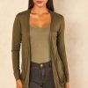 Knitwear * | Outlet Aftershock London Boyfriend Jersey Cardigan With Pockets In Khaki