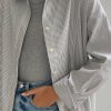 Tops * | Brand New Charli Long Sleeved Oversized Shirt In Grey And White Stripe