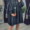 Dresses * | Discount Foxy Frox Black Satin Gypsy Bardot Dress