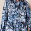 Tops * | Best Sale Jenerique Oversize Bowl Neck Blouse In Blue Abstract Print