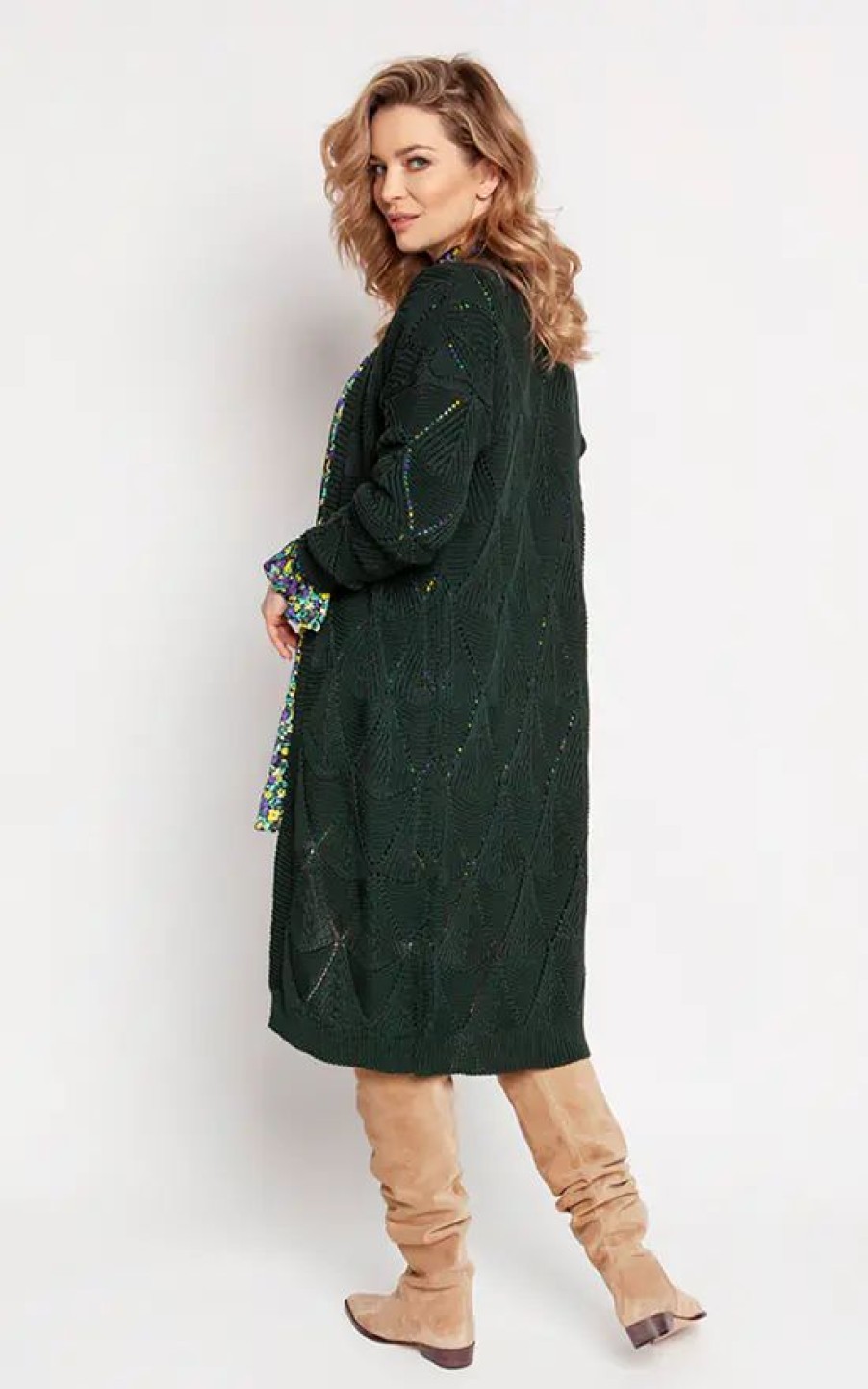 Knitwear * | New Mkm Knitwear Design Loose Long Cardigan In Green