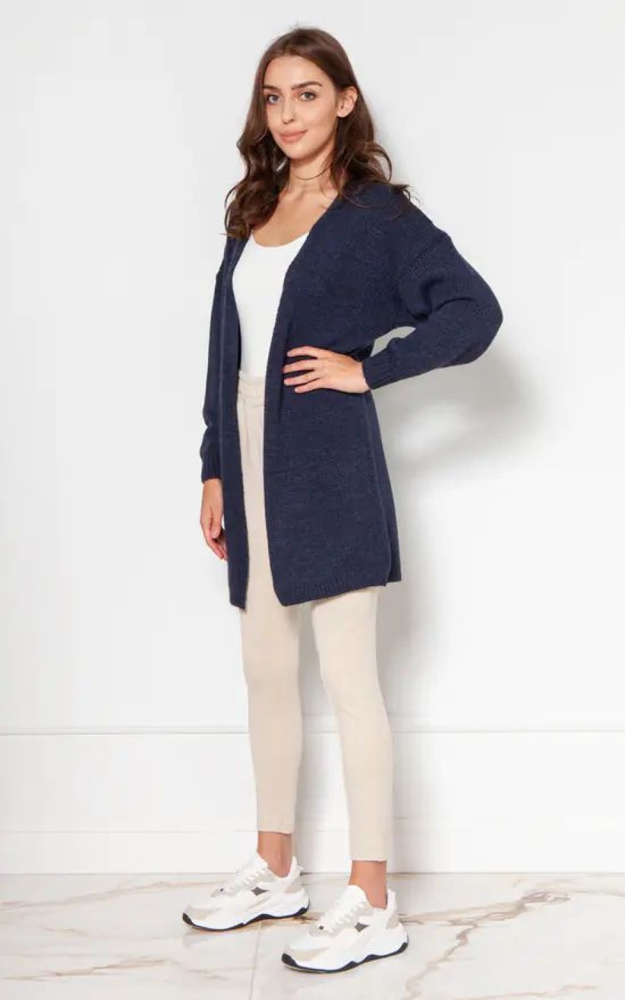 Knitwear * | Outlet Lanti Lightweight Long Cardigan In Navy Blue