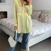 Tops * | Budget Hoxton Gal Oversized Long Sleeve Relaxed Fit Shirt In Yellow