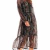 Dresses * | Brand New Awama Long Sleeve Oversized Midi Dress In Dark Animal Print