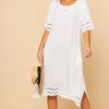 Dresses * | Coupon Bella And Blue Midi Dress With Broderie Detail In White