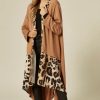 Knitwear * | New Loes House Oversized Leopard Print Long Cardigan In Camel