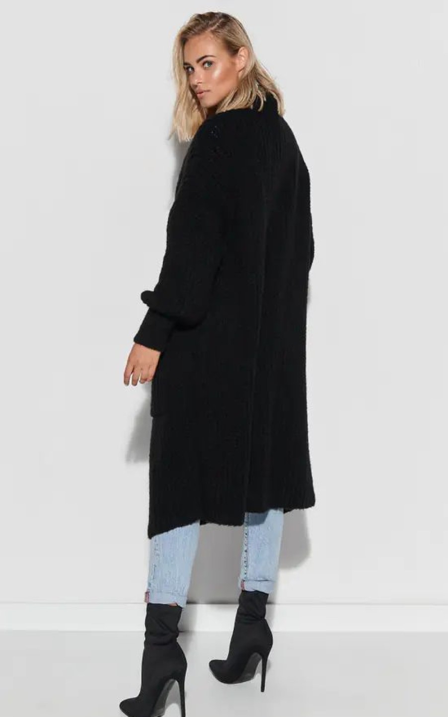 Knitwear * | Promo Makadamia Black Long Cardigan Fastened With Buttons