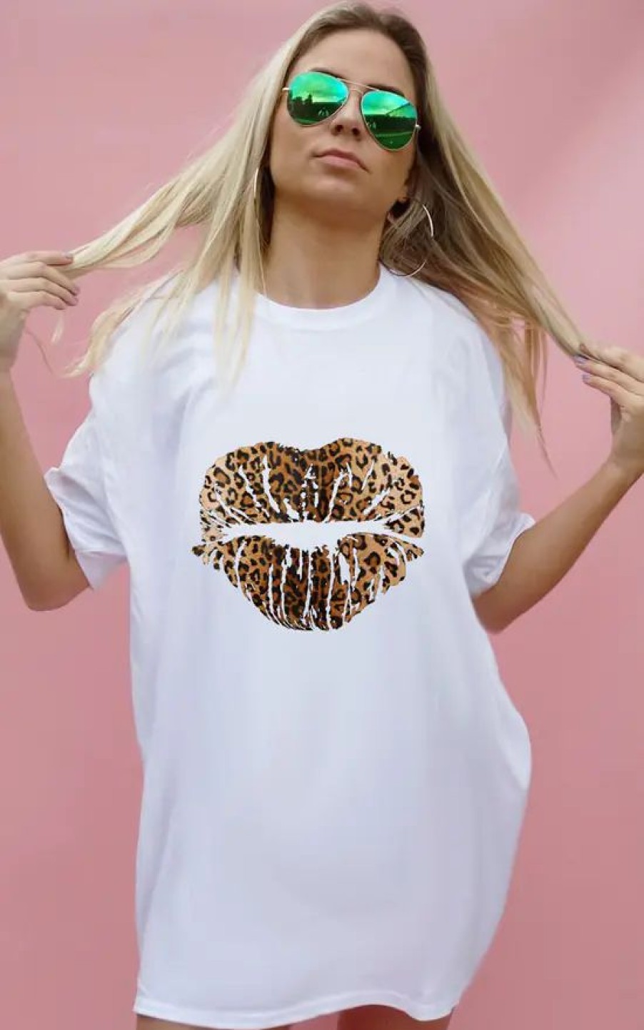 Tops * | Budget Sade Farrell Leopard Print Graphic Oversize Top