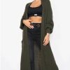 Knitwear * | Discount Gigiland Uk Khaki Bell Sleeve Oversized Longline Cardigan