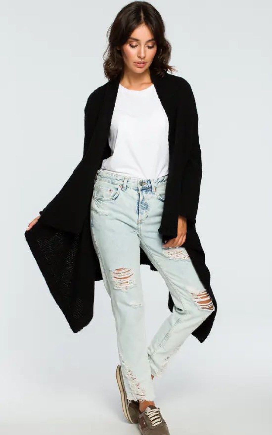 Knitwear * | Coupon Moe Black Waterfall Long Cardigan