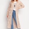 Knitwear * | Wholesale Mkm Knitwear Design Long Open Front Cardigan In Beige