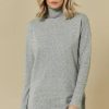 Dresses * | Top 10 Vm Light Grey Melange Long Sleeve Rollneck Knit Dress