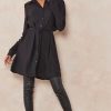 Tops * | Flash Sale Hoxton Gal Oversized Tie Detailed Shirt Tunic With Long Sleeves In Black