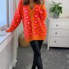 Knitwear * | Hot Sale Liquorish Floral Cardigan In Orange