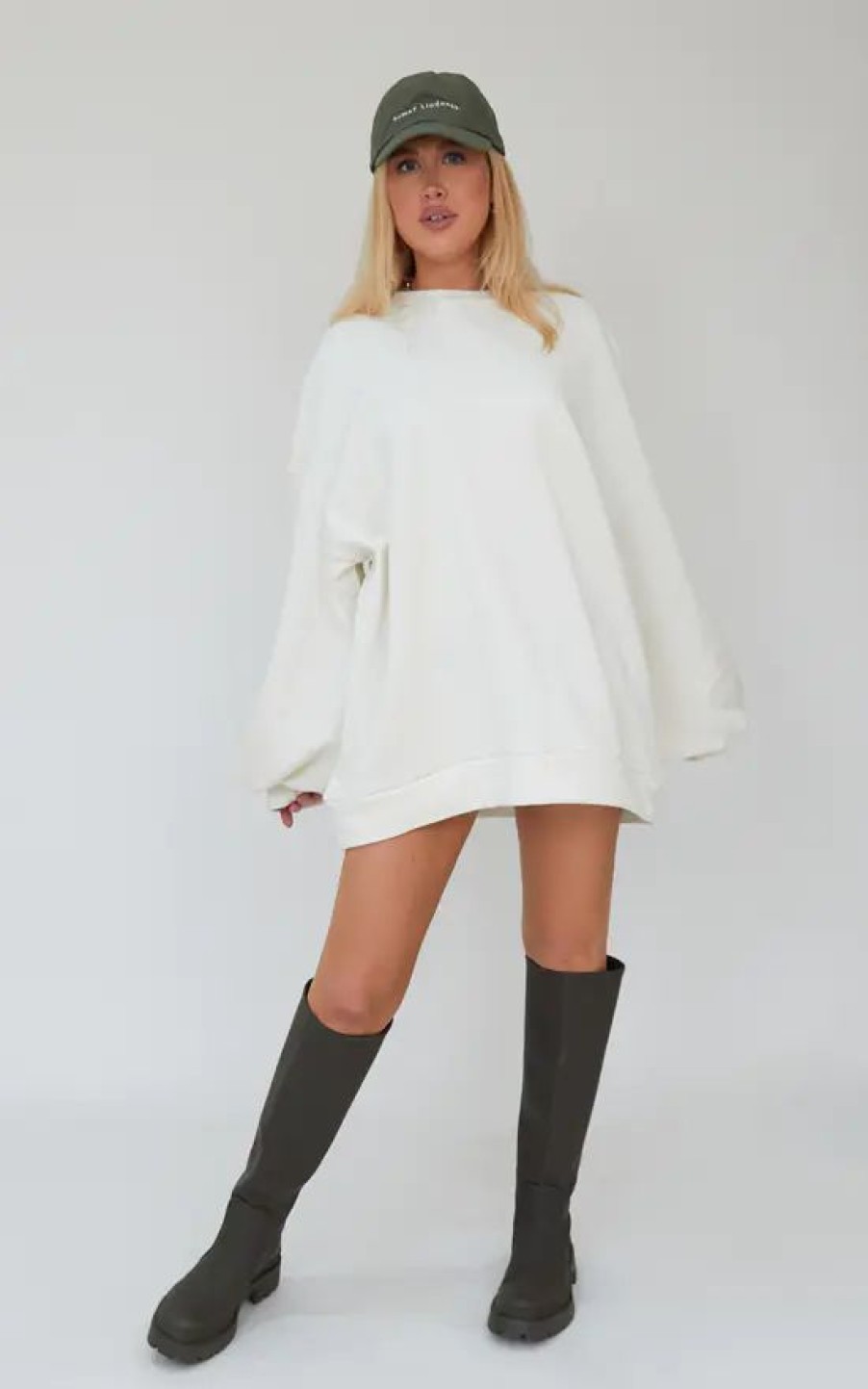 Tops * | Best Pirce Awfullypretty Ap Oversized Jumper Dress In Ecru