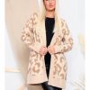 Knitwear * | Promo Loes House Leopard Print Knitted Cardigan In Beige