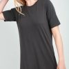 Dresses * | Budget Oops Fashion Short Sleeve Basic Tshirt Dress In Charcoal