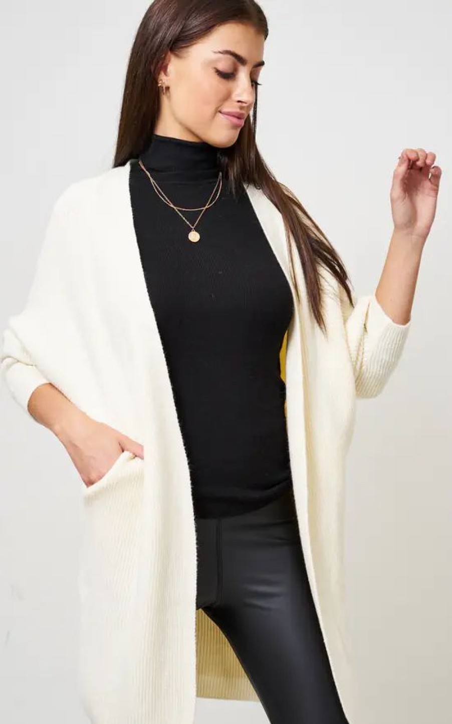 Knitwear * | Deals Love Frontrow Cream Batwing Cardigan