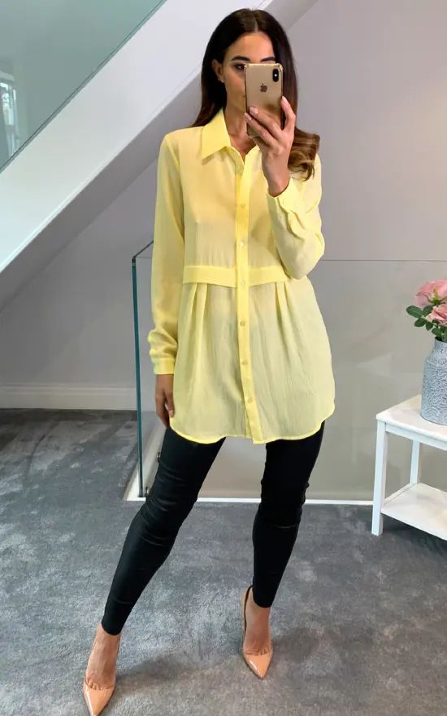 Tops * | Flash Sale Hoxton Gal Long Sleeves Oversized Shirt In Yellow