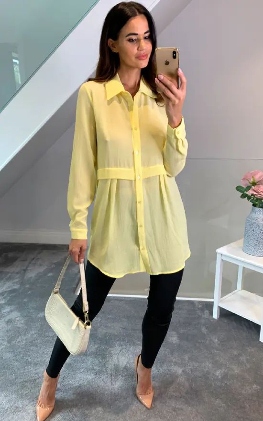 Tops * | Flash Sale Hoxton Gal Long Sleeves Oversized Shirt In Yellow