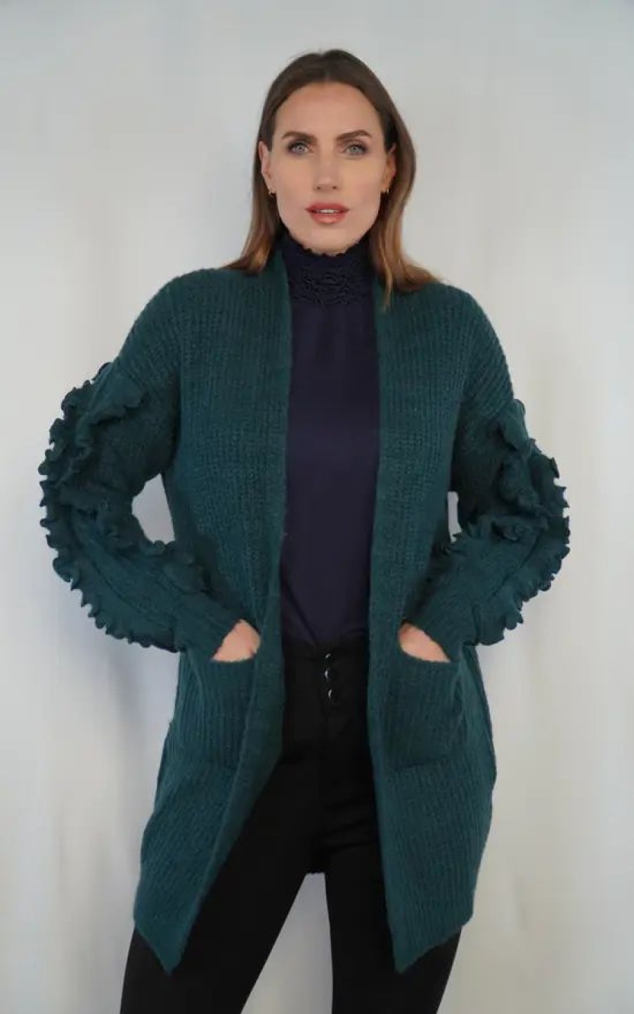 Knitwear * | Budget Baloot Valentina Cardigan With Pockets Green