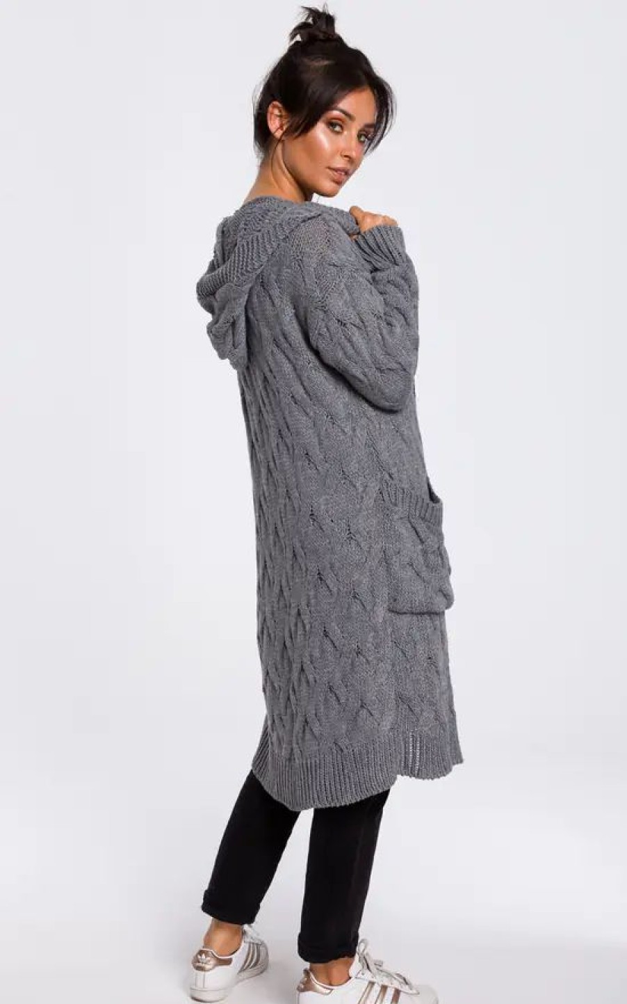 Knitwear * | Flash Sale Moe Long Cable Knit Cardigan In Grey