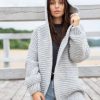 Knitwear * | Top 10 Moe Long Hooded Cardigan Tied At Waist In Grey