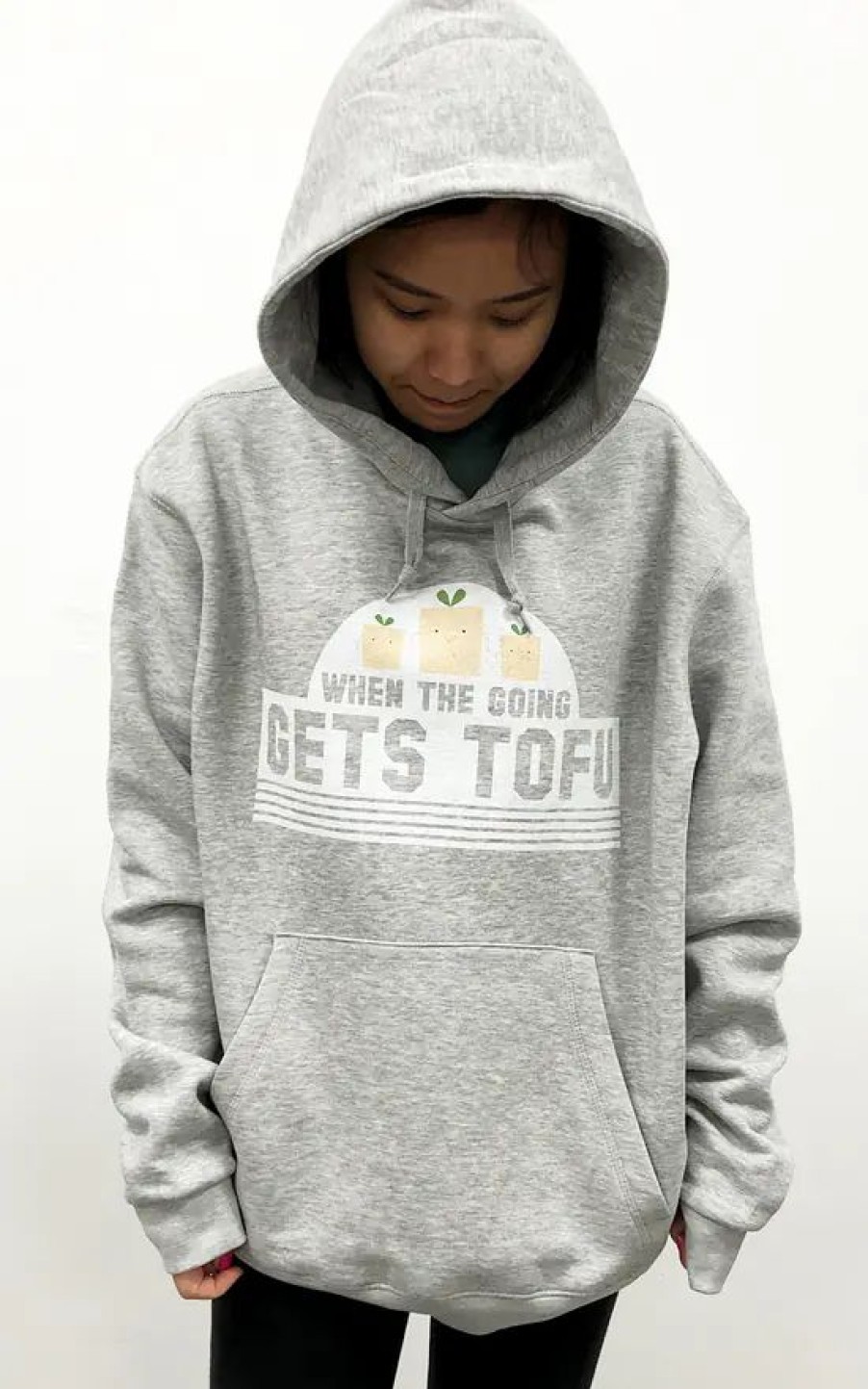 Sweaters & Hoodies * | Outlet Batch1 'When The Going Gets Tofu' Slogan Hoodie In Grey