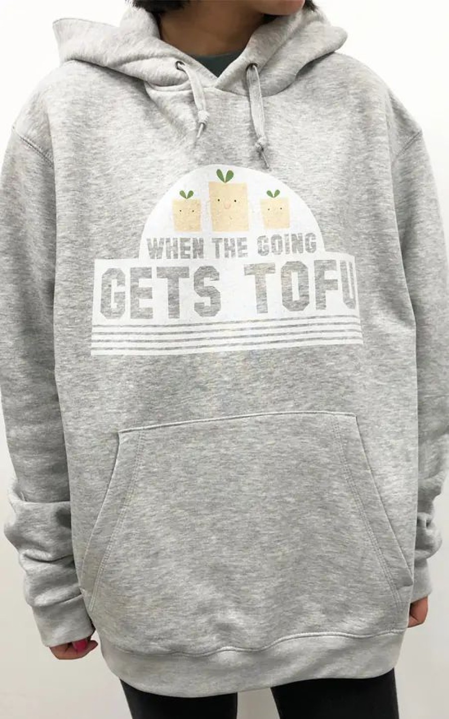 Sweaters & Hoodies * | Outlet Batch1 'When The Going Gets Tofu' Slogan Hoodie In Grey