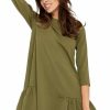 Dresses * | Outlet By Ooh La La Oversized Mini Dress With 3/4 Sleeves In Khaki