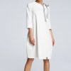 Dresses * | Outlet Moe Oversized Midi Dress With 3/4 Sleeves In White