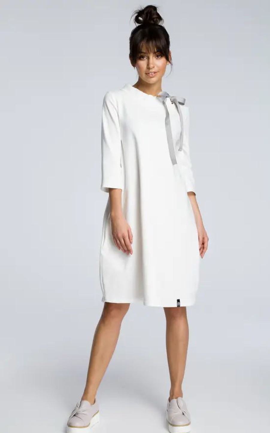 Dresses * | Outlet Moe Oversized Midi Dress With 3/4 Sleeves In White