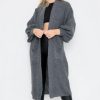 Knitwear * | Top 10 Gigiland Uk Charcoal Grey Bell Sleeve Oversized Longline Cardigan