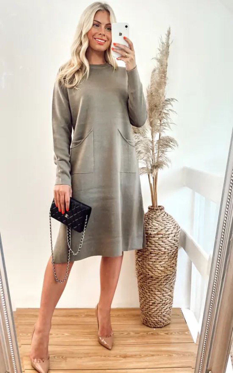 Dresses * | Coupon Cy Boutique Oversized Tunic Jumper Dress In Beige