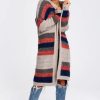 Knitwear * | Coupon Moe Long Open Front Cardigan In Beige Multi Stripe